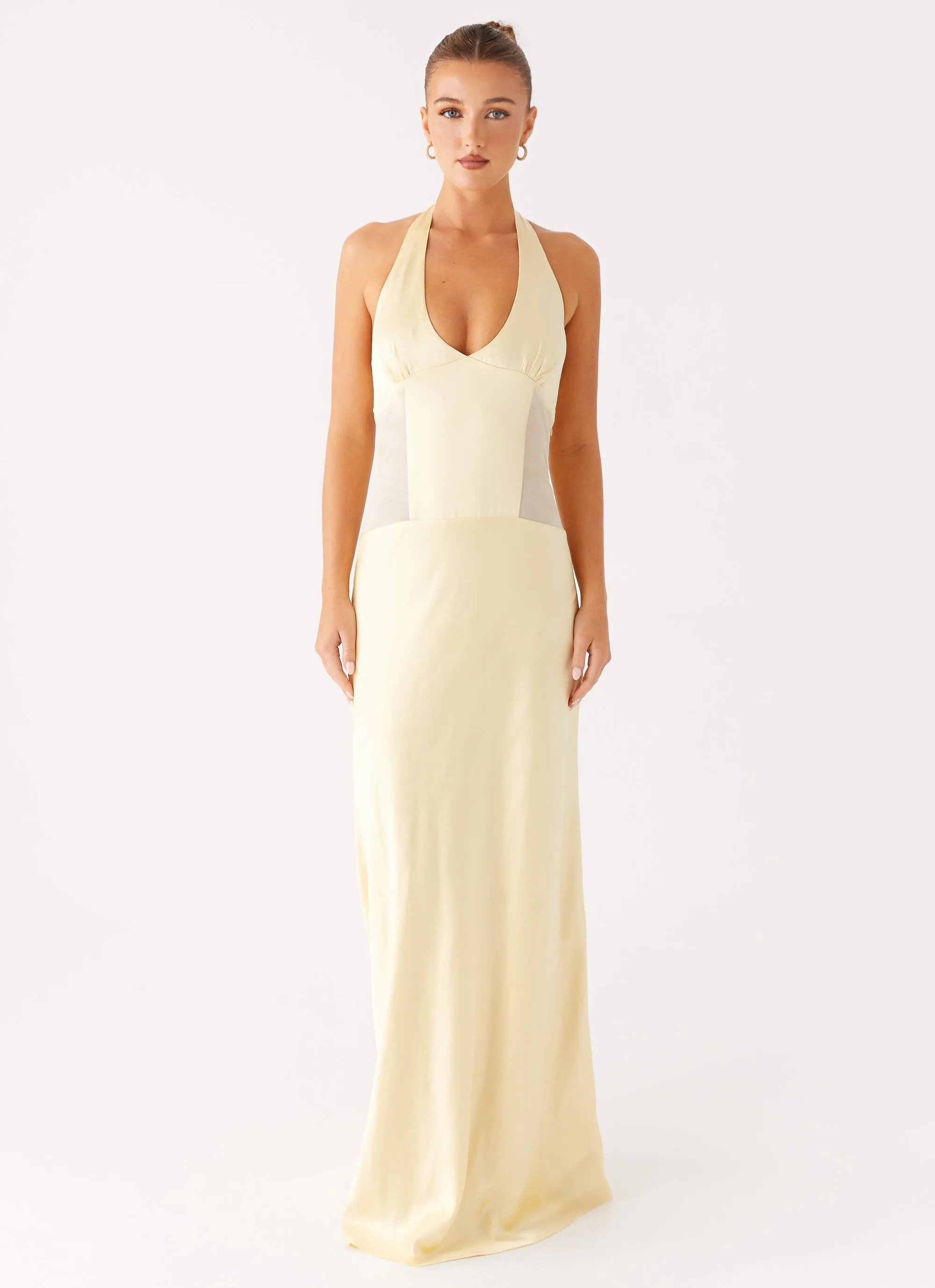 Ambre Mesh Panel Maxi Dress - Yellow