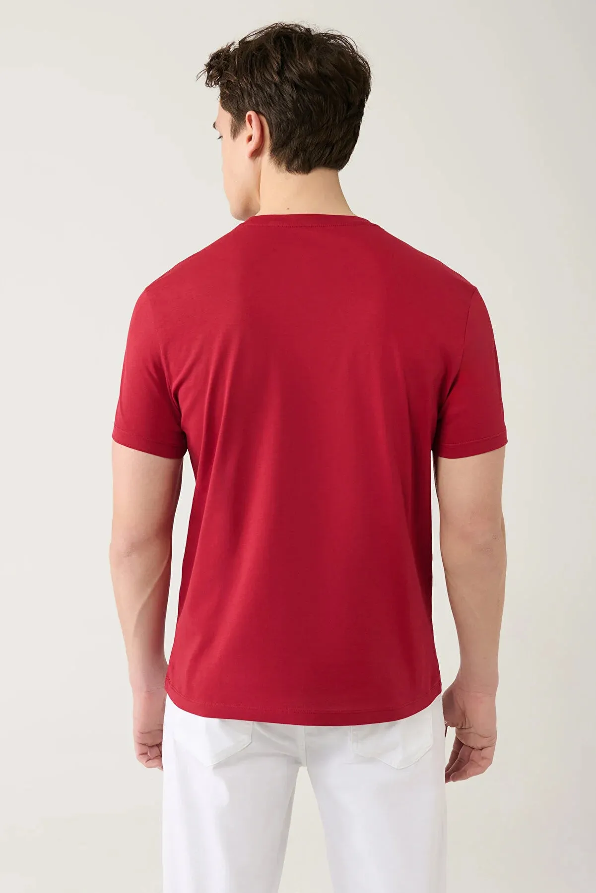 Avva Men's Red 100% Cotton Breathable Crew Neck Standard Fit Regular Cut T-shirt