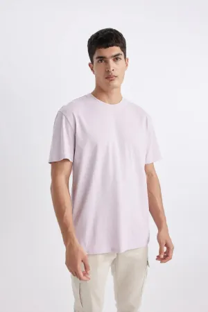 Defacto Men's Purple New Regular Fit 100% Cotton T-Shirt