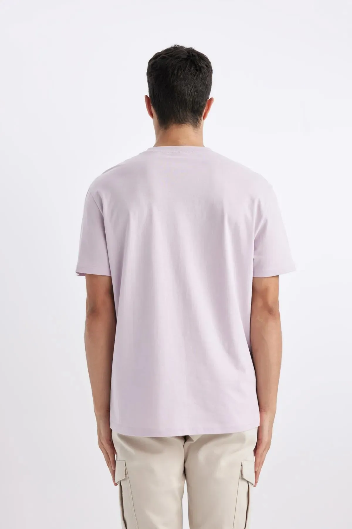 Defacto Men's Purple New Regular Fit 100% Cotton T-Shirt