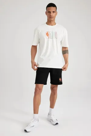 Defacto Men's White Oversize Fit Crew Neck 100% Cotton T-Shirt