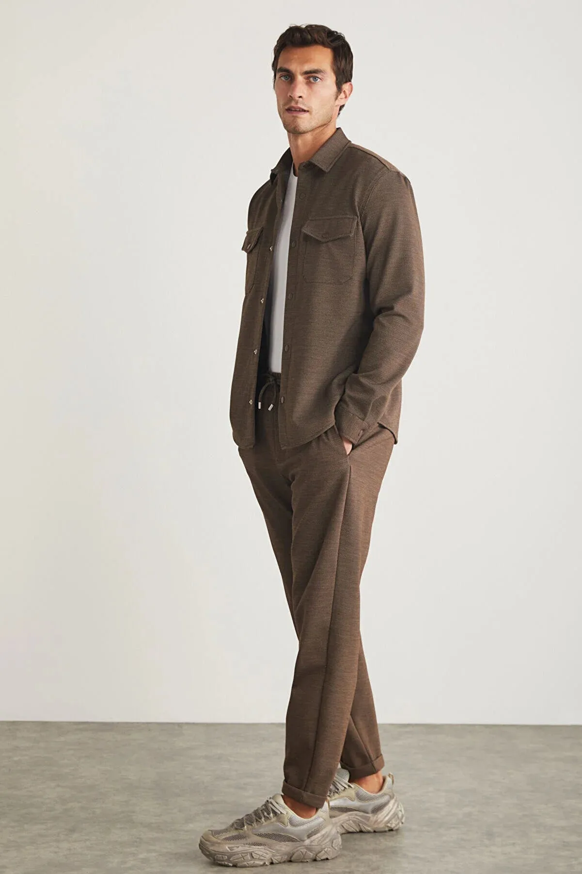 Grimelange Men's Brown Jones Special Piqu?? Look Thick Fabric Jacket