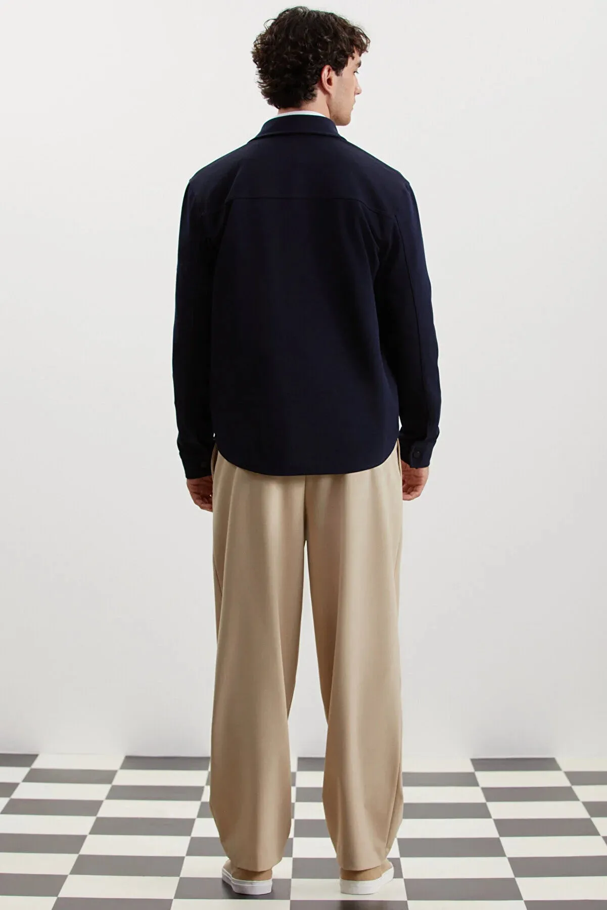 Grimelange Men's Navy Blue Jones Special Piqu?? Look Thick Fabric Jacket