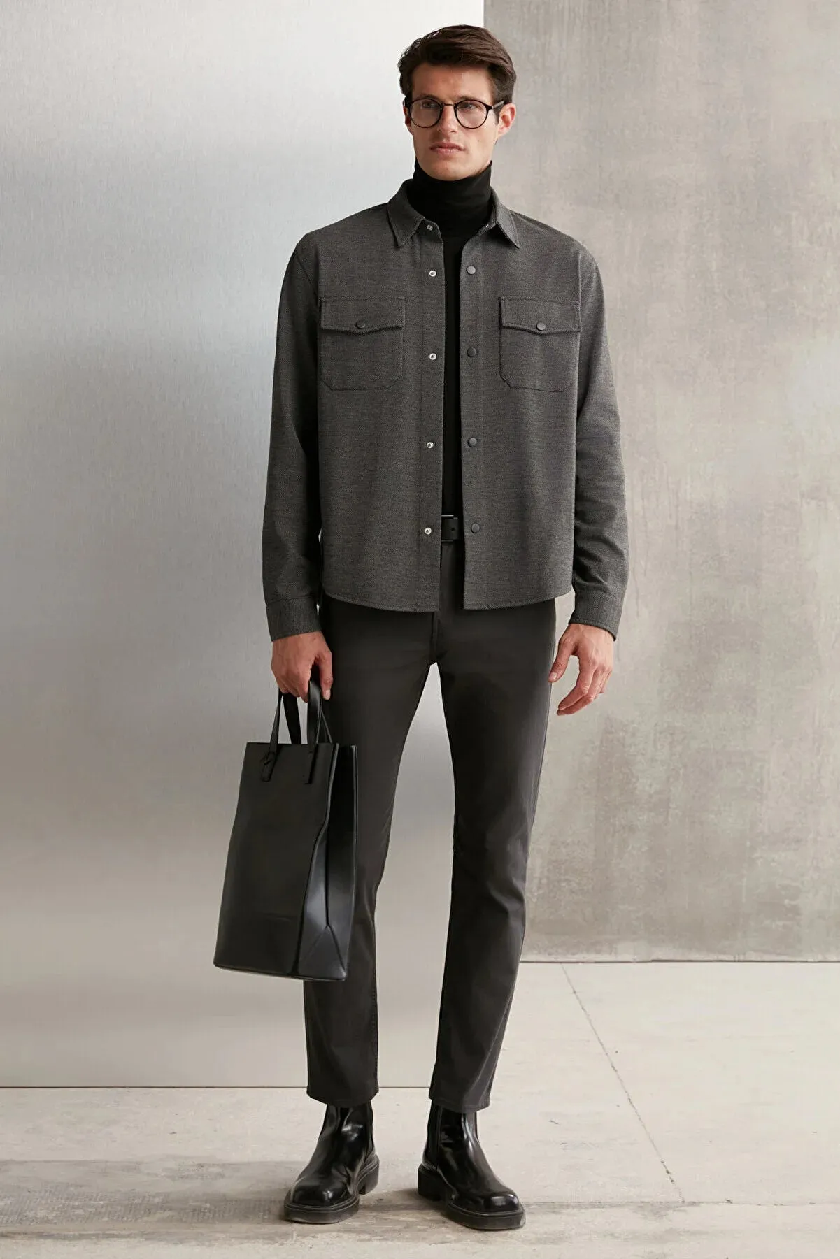 Grimelange Men's Smoked Jones Special Piqu?? Look Thick Fabric Jacket