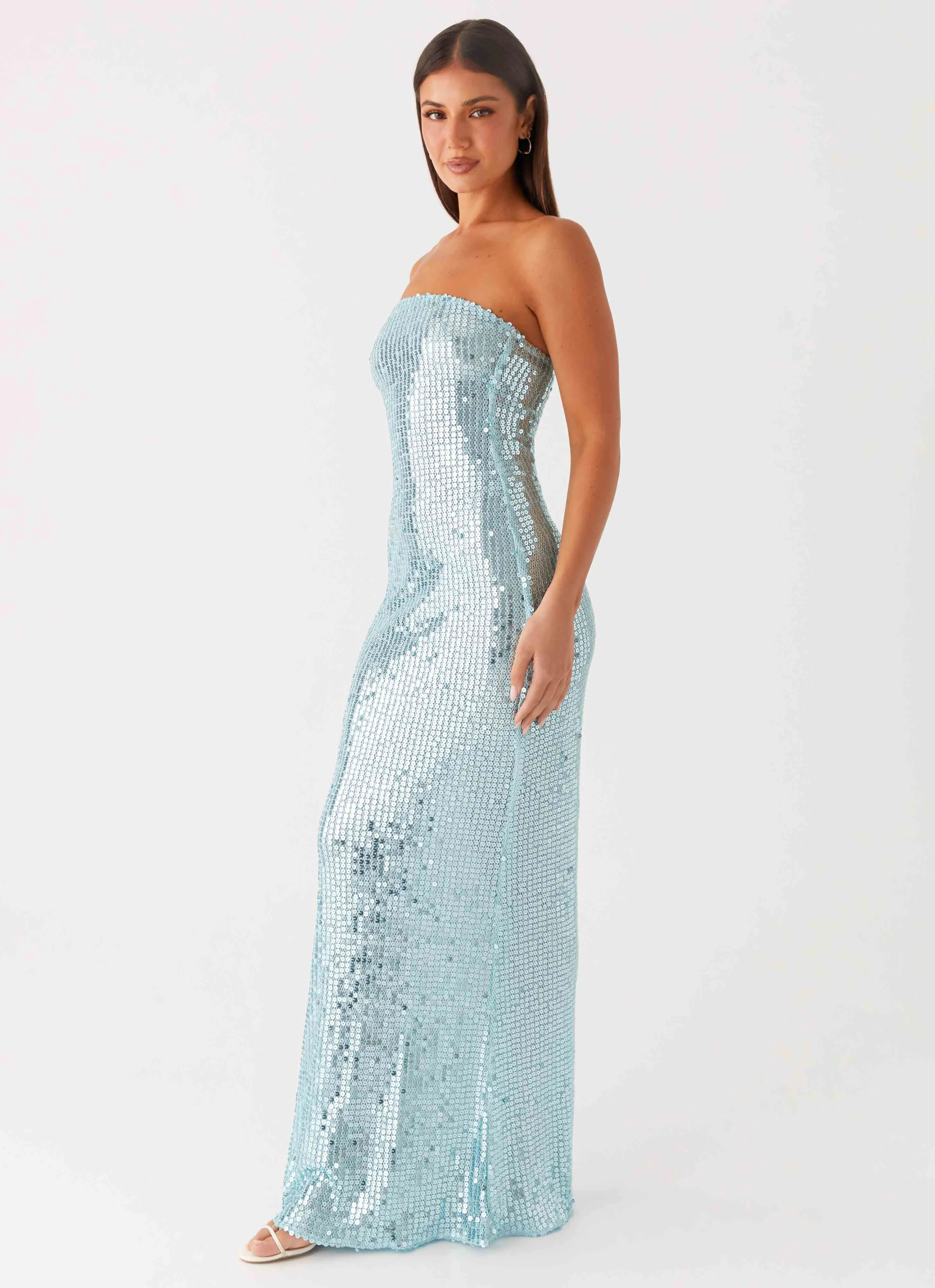 Lyric Sequin Maxi Dress - Turquoise