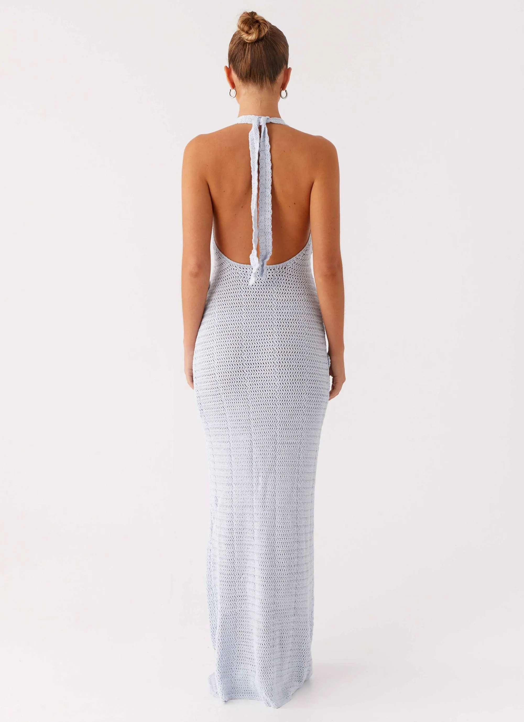 Novalee Flower Crochet Maxi Dress - Blue