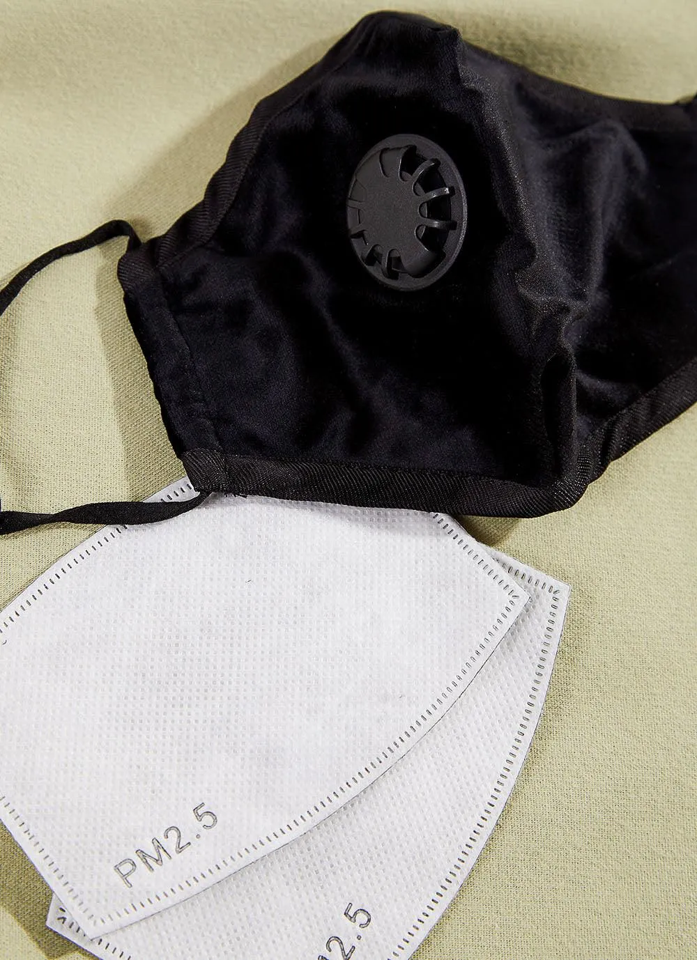 Re-Usable Valve Mask with 2 Filters - Black