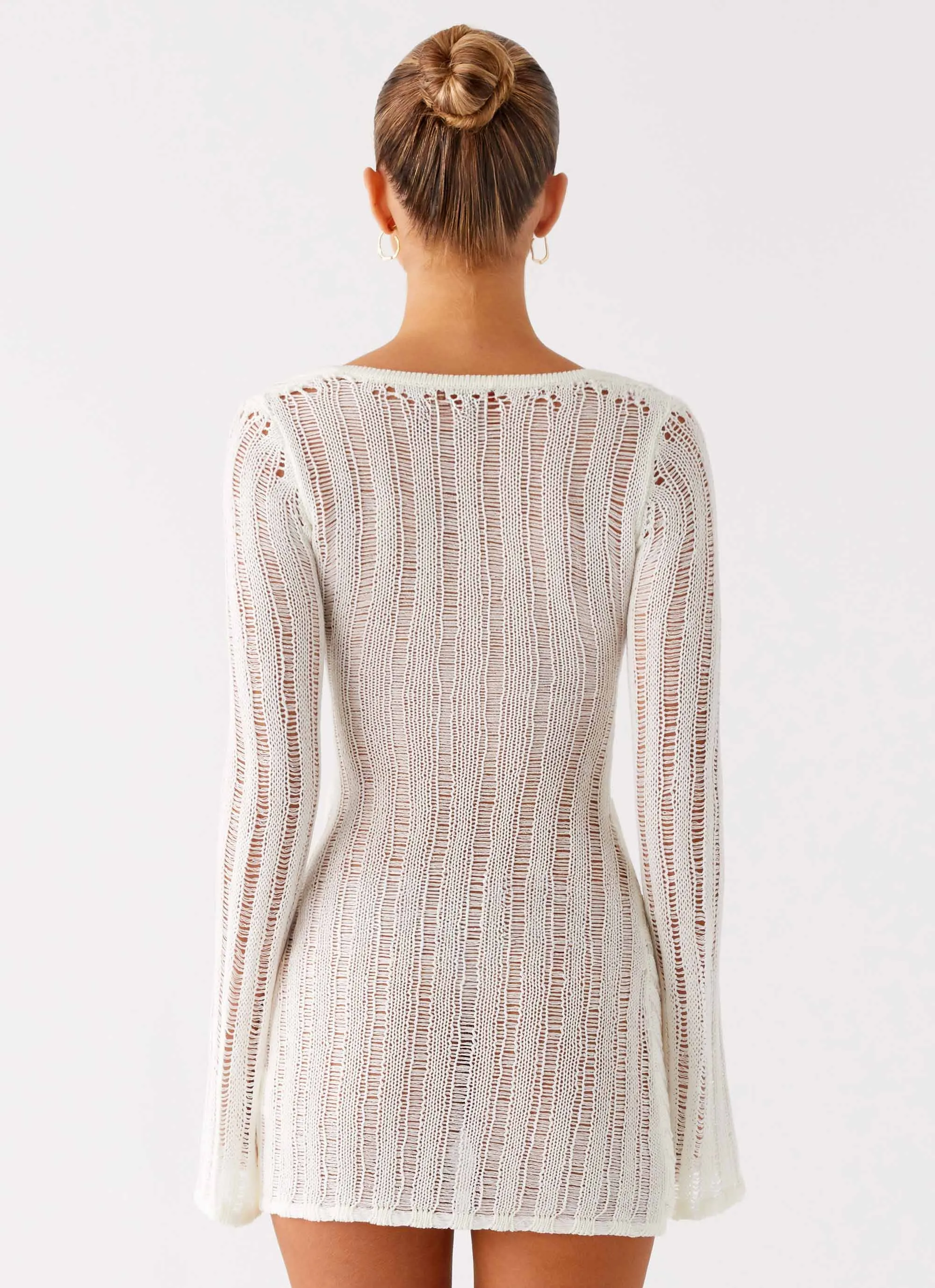 Sorelle Long Sleeve Twist Mini Dress - Ivory