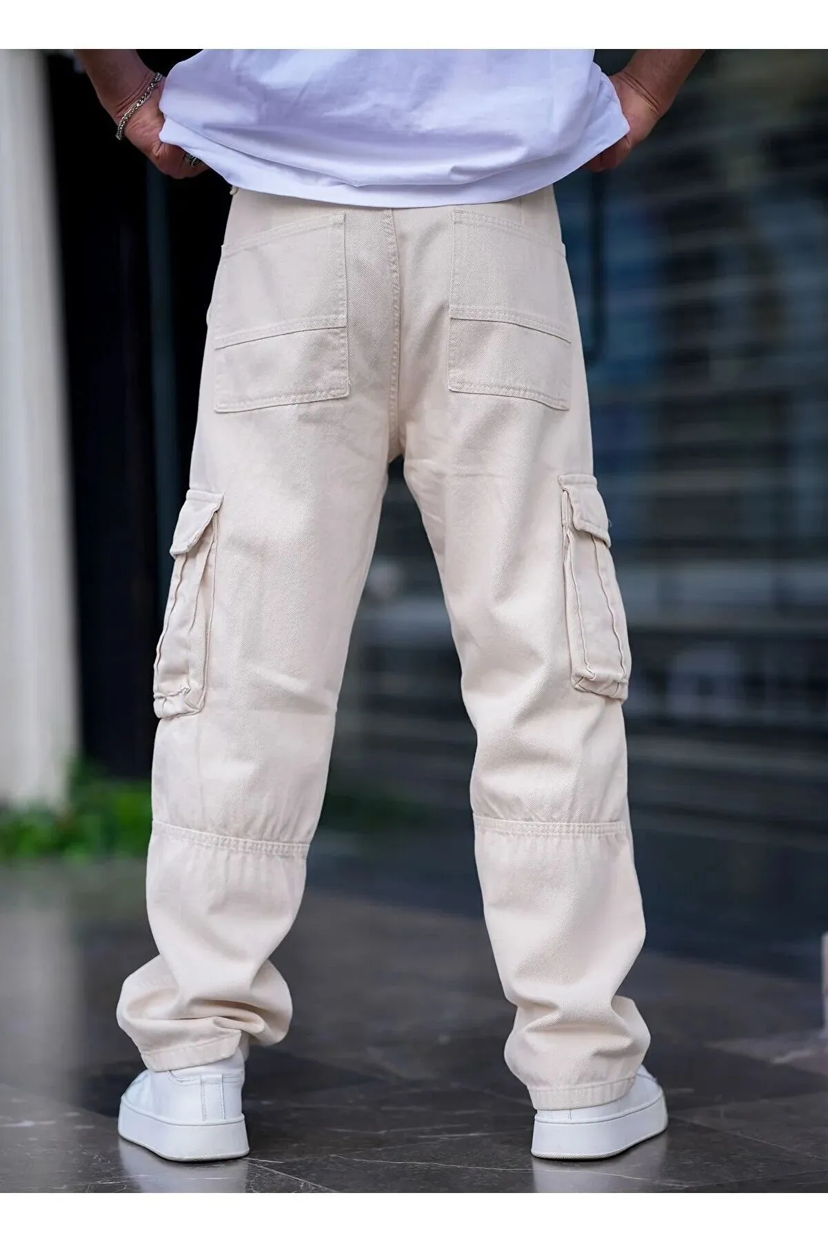 Tarz Cool Men's Beige Cargo Pocket Baggy Pants